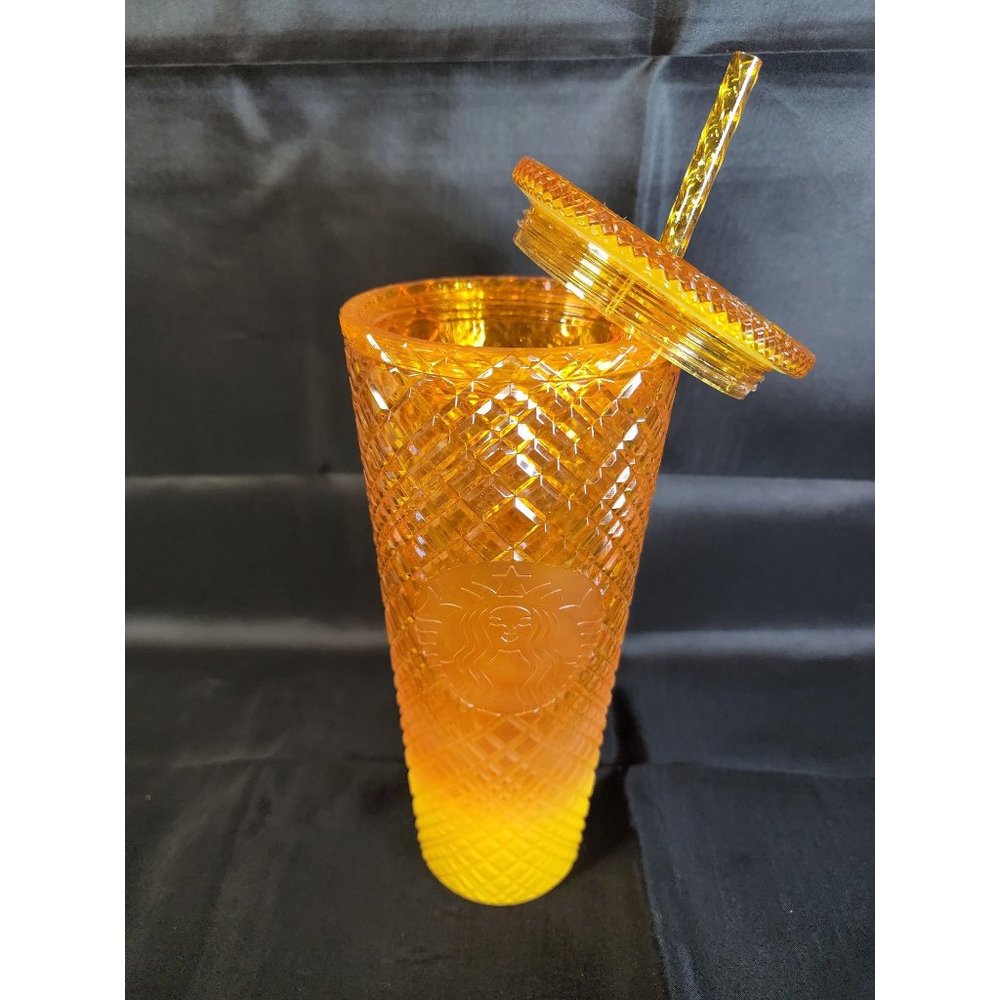 NEW! Starbucks Summer 2022 Orange / Mango Ombre Jeweled 24 oz Tumbler
